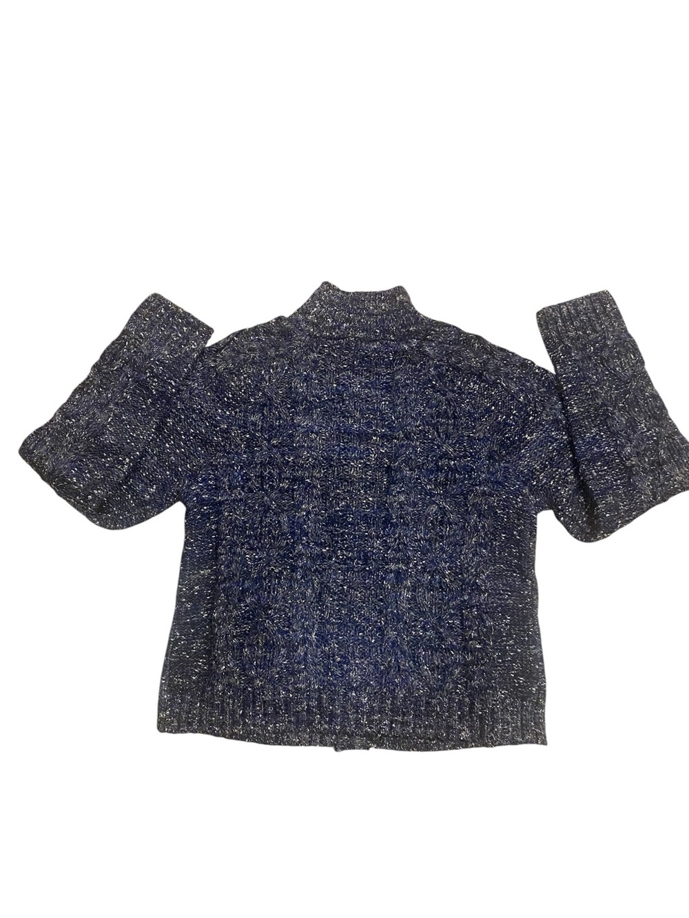 NWT Talbots Blue Metallic Tweed Mockneck Cabin Lake Cozy Classic Sweater Size M - Picture 4 of 13